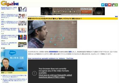2020年5月25日、安倍晋三首相は緊急事態宣言の全面的な解除を宣言しました。緊急事態宣言が解除されても感染リスクを下げるため、なるべく外出を控えることが推奨されていますが、実際に屋内と屋外でウイルスの感染リスクはどのように異なるのかを、Voxがムービーで解説しています。