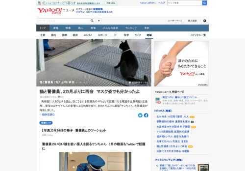 美術館に入ろうとする猫と、防ごうとする警備員のやりとりで話題になる尾道市立美術館（広島県）。新型コロナの影響による休館を経て、約2カ月ぶりに黒猫「ケンちゃん」と警備員が再会した。