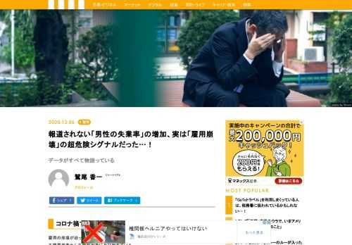 雇用の崩壊が迫っている。完全失業者数の増加に歯止めがかからず、雇用調整はついに非正規雇用者から正規雇用者に及び始めている。