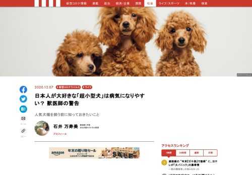 冬のボーナスが入るので、ペットと暮らそうと考えている人もいると思います。ペットを家に迎える前に、臨床獣医師の筆者が「病気になりやすい犬の選び方」をそっとお伝えします。