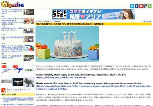 カリフォルニア大学ロサンゼルス校の研究チームが、「外科医の誕生日に緊急手術を受けた高齢患者は、他の日に手術を受けた患者よりも30日死亡率(30日以内に亡くなる割合)が高くなる」と発表しました。研究チームは、外的要因が手術の結果に影響を与える可能性が示唆されているとしています。